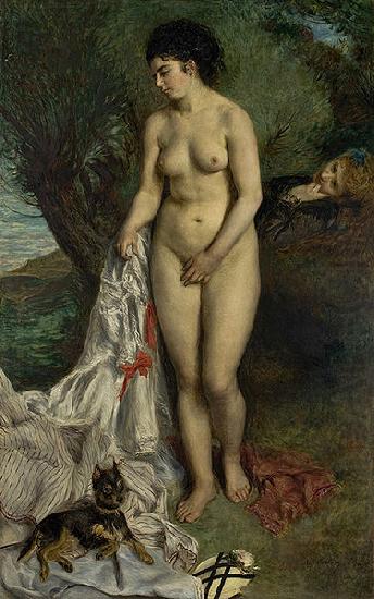 Pierre-Auguste Renoir Bather with a Griffon Dog  Lise on the Bank of the Seine china oil painting image